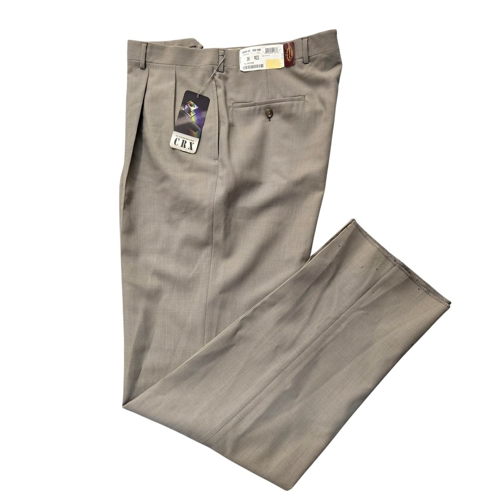Corbin‎ CRX Pants Mens 38 Regular Wool Pleated Dress Slacks Unfinished Hem New
